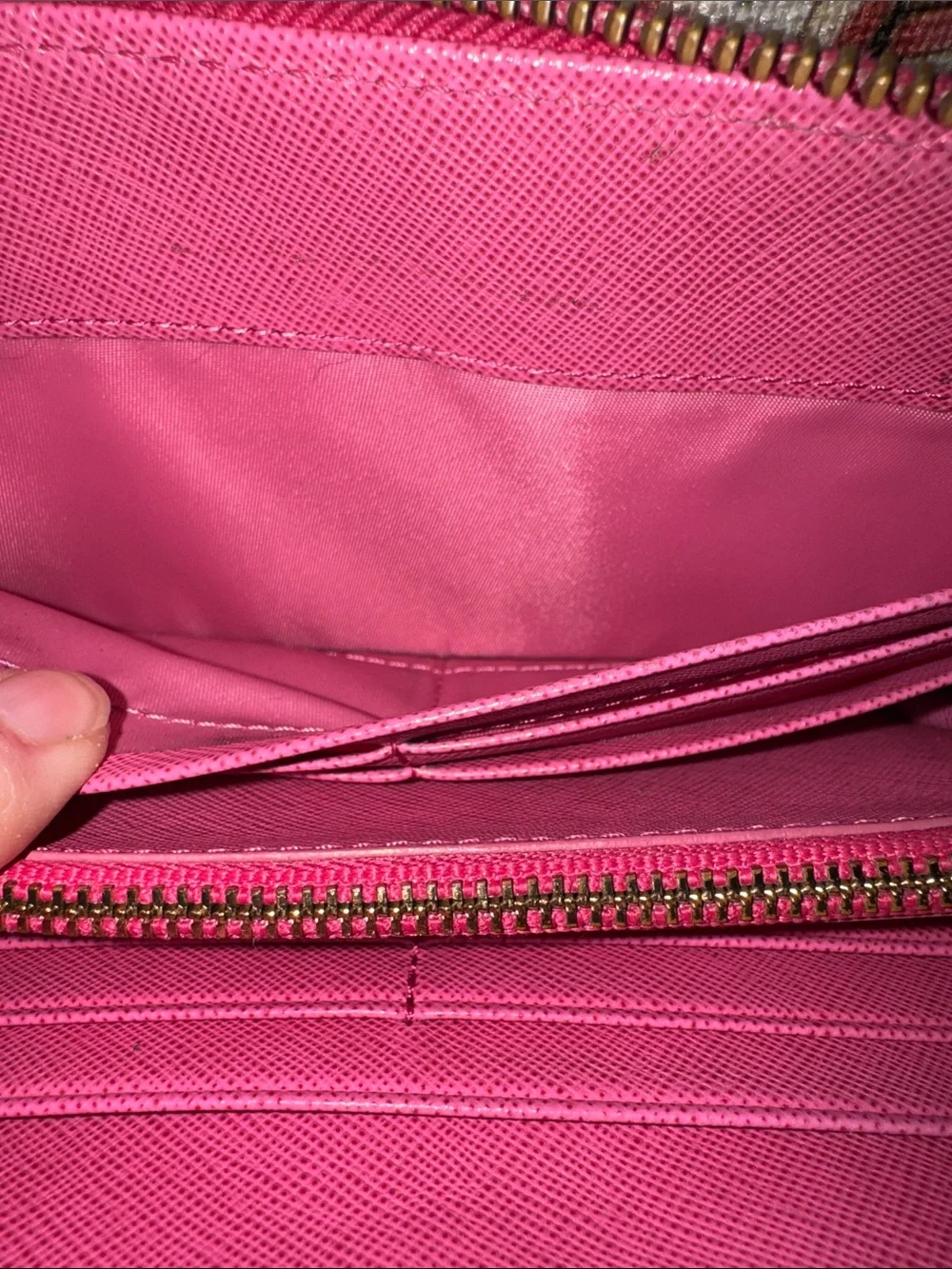 Tory Burch Pink Zip Around Wallet with Gold Hardware - GUC